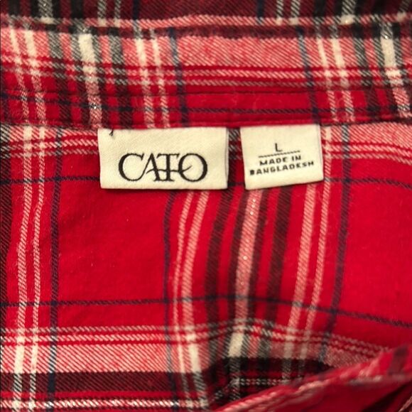 Cato Red, Black, silver sparkle thread and White Plaid collared Tunic - Picture 7 of 8